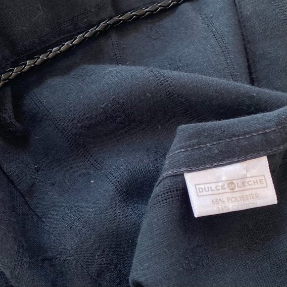 Dulce de Leche Black Leather Corded Shoulder Button Down Shirt Size L Large - Picture 9 of 9